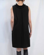 Ruffle-Collar Pocket Shift Dress 花邊V領中長連身裙