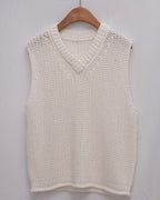 Washi-Yarn Coarse-Knit V-Neck Vest 和紙紗針織背心