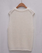 Washi-Yarn Coarse-Knit V-Neck Vest 和紙紗針織背心