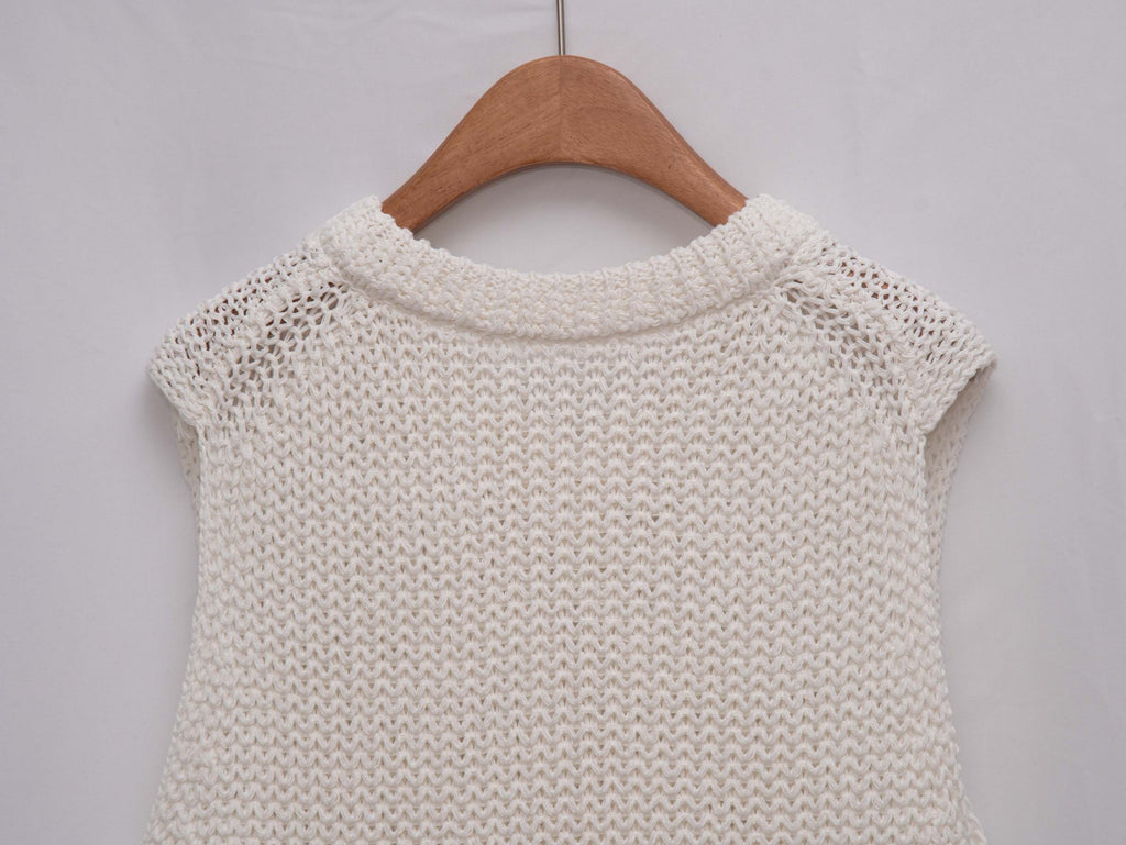 Washi-Yarn Coarse-Knit V-Neck Vest 和紙紗針織背心