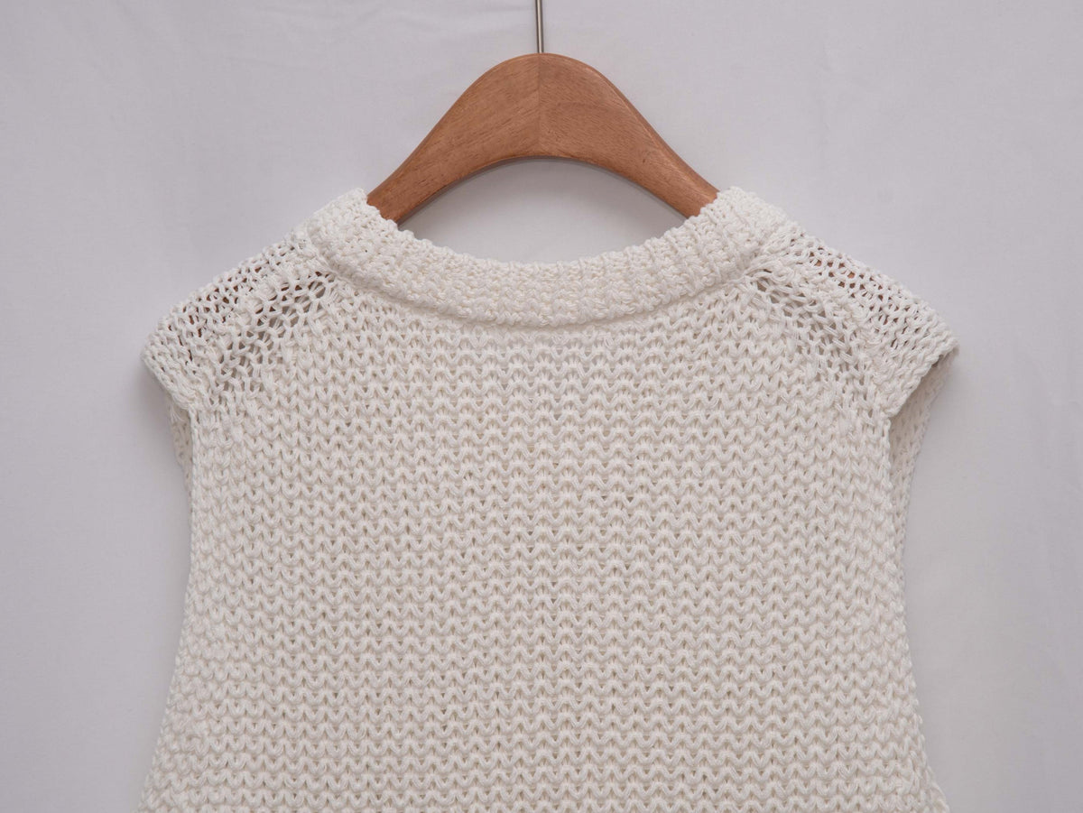 Washi-Yarn Coarse-Knit V-Neck Vest 和紙紗針織背心