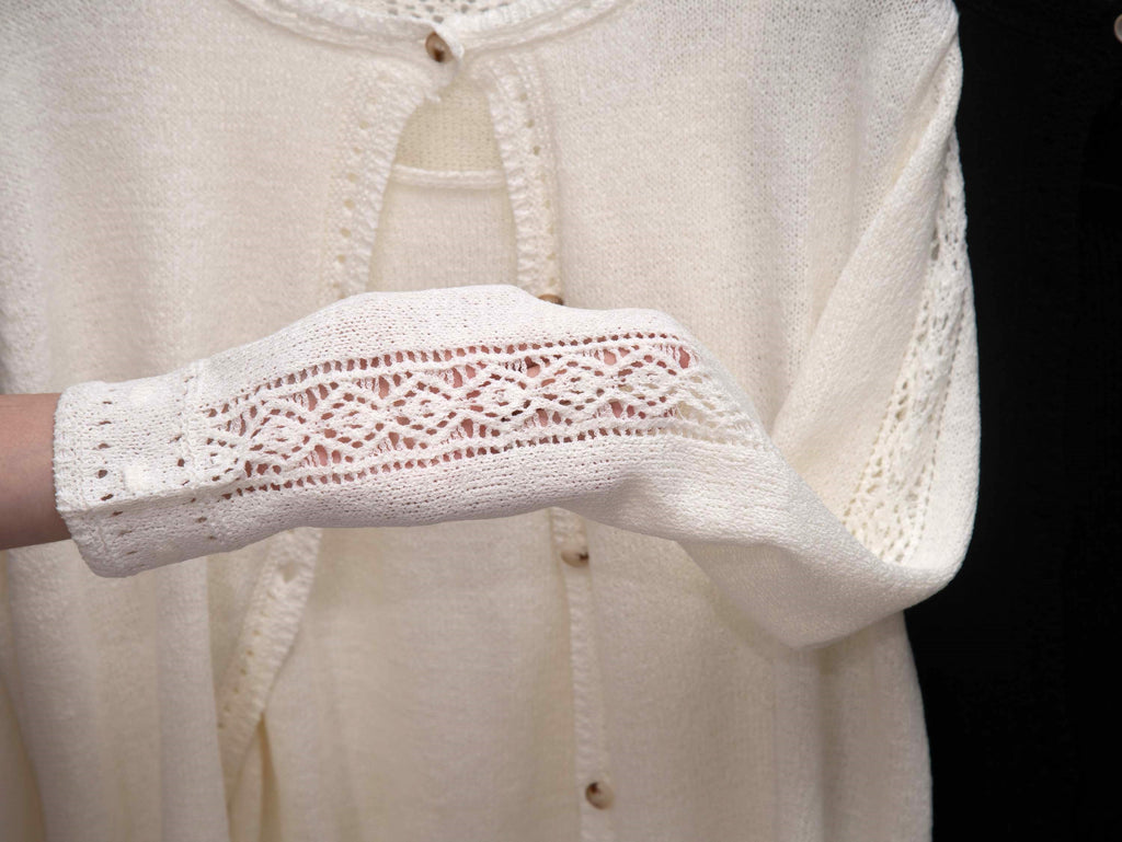 氣質之選～ Crochet-Trim Washi Cotton Twinset 鈎花細節和紙棉紗兩件套