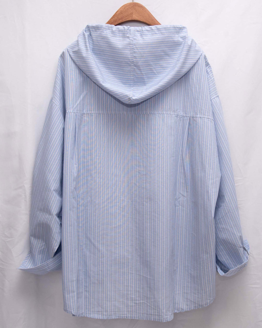 軟熟棉質~~ Slouchy Striped Hooded Long Shirt