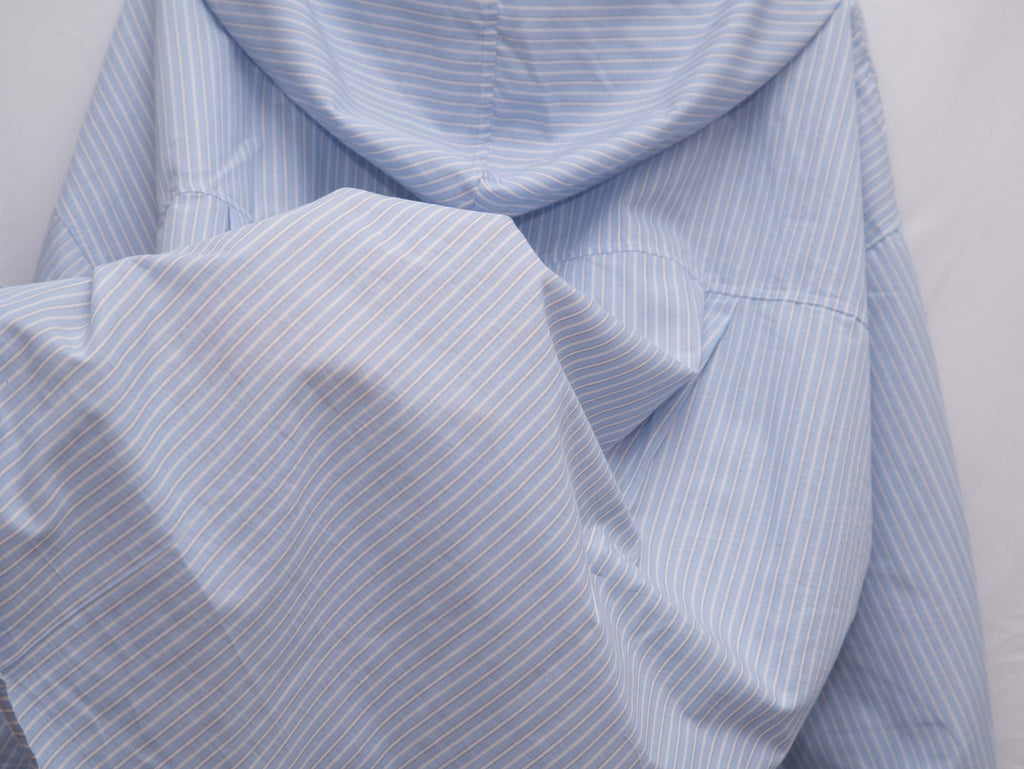 軟熟棉質~~ Slouchy Striped Hooded Long Shirt