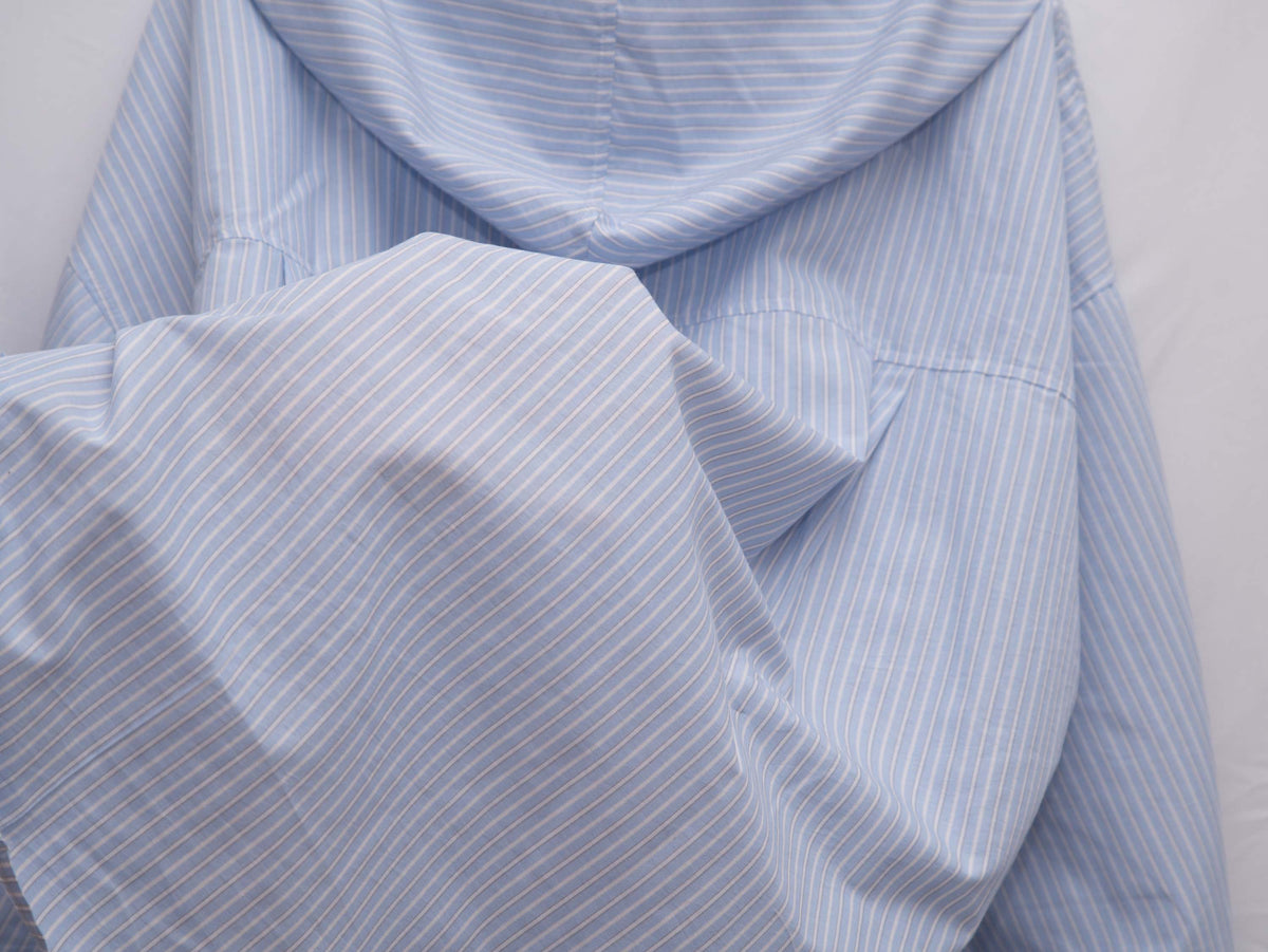 軟熟棉質~~ Slouchy Striped Hooded Long Shirt