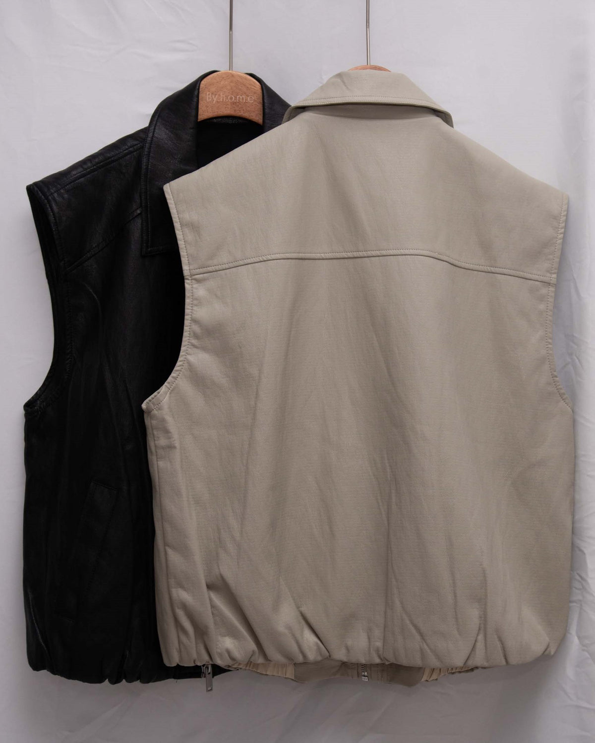 Luxe Vegan Leather Collared Gathered Vest 蛋白皮反領馬甲