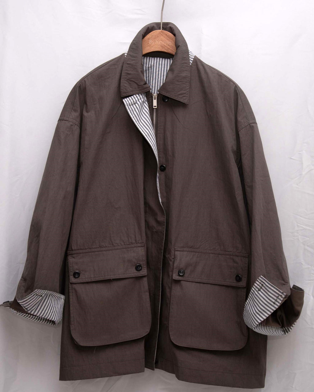 Luxe Stripe-Cuff Utility Lightweight Jacket 中長款工裝外套