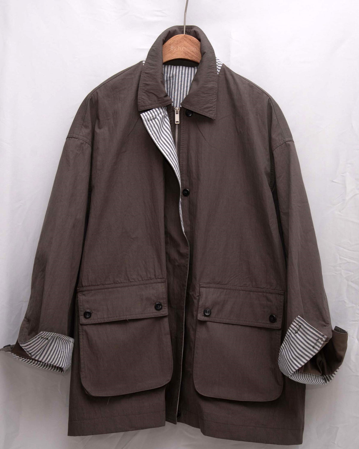 Luxe Stripe-Cuff Utility Lightweight Jacket 中長款工裝外套