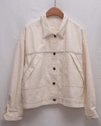 Ruffle Hem Confetti Cream Denim Jacket 抽繩彩點米白全棉牛仔外套