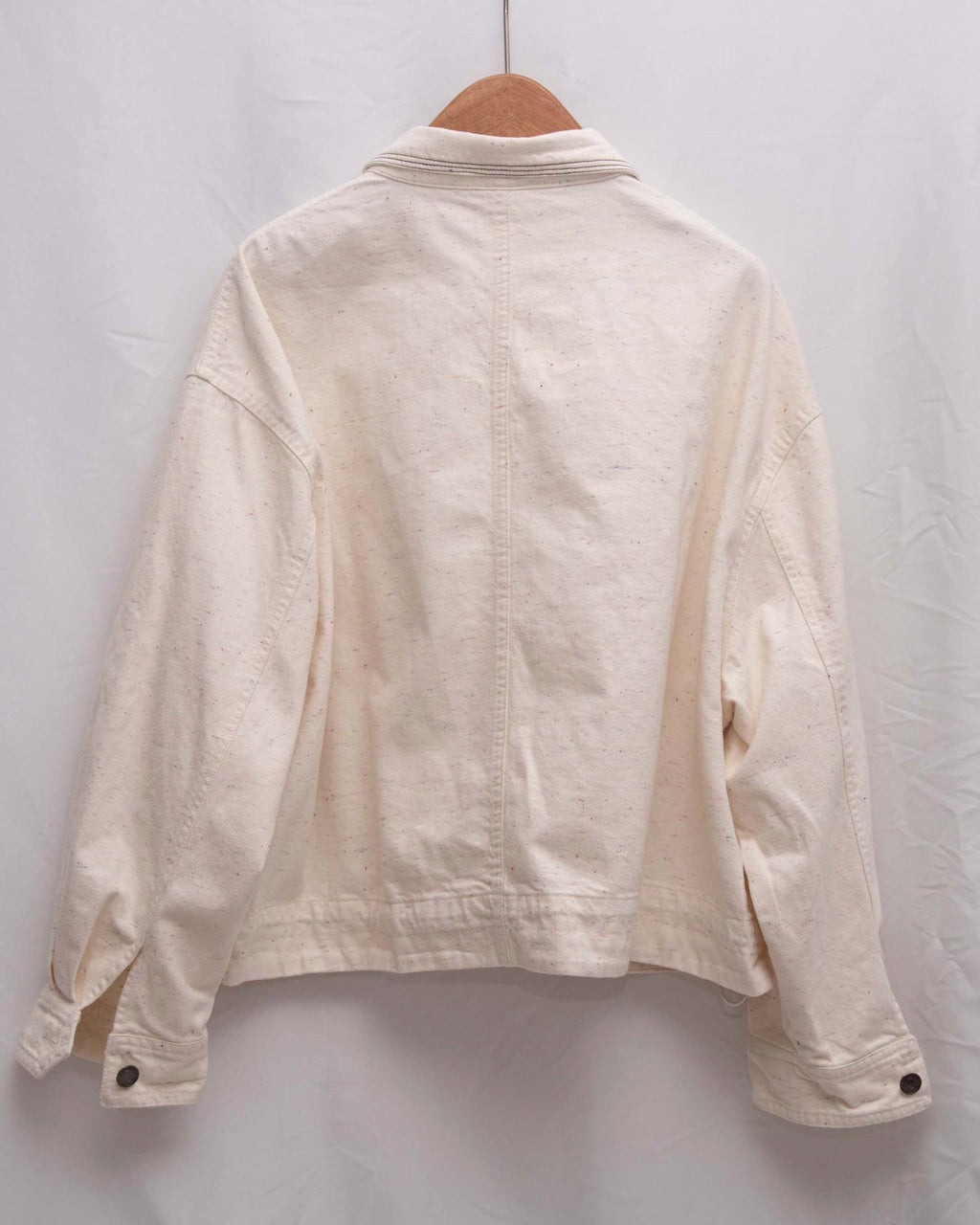 Ruffle Hem Confetti Cream Denim Jacket 抽繩彩點米白全棉牛仔外套