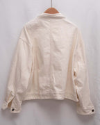 Ruffle Hem Confetti Cream Denim Jacket 抽繩彩點米白全棉牛仔外套