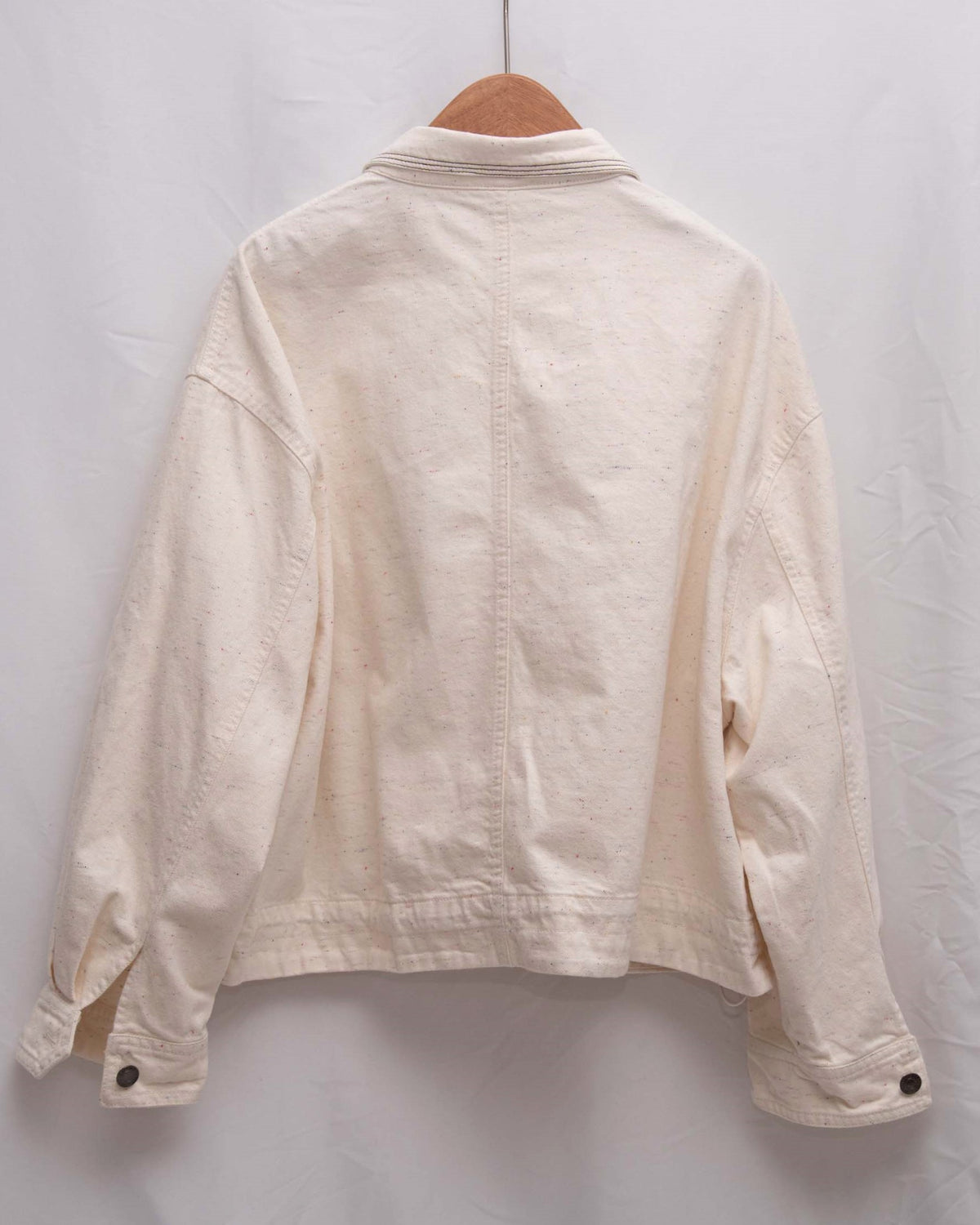 Ruffle Hem Confetti Cream Denim Jacket 抽繩彩點米白全棉牛仔外套