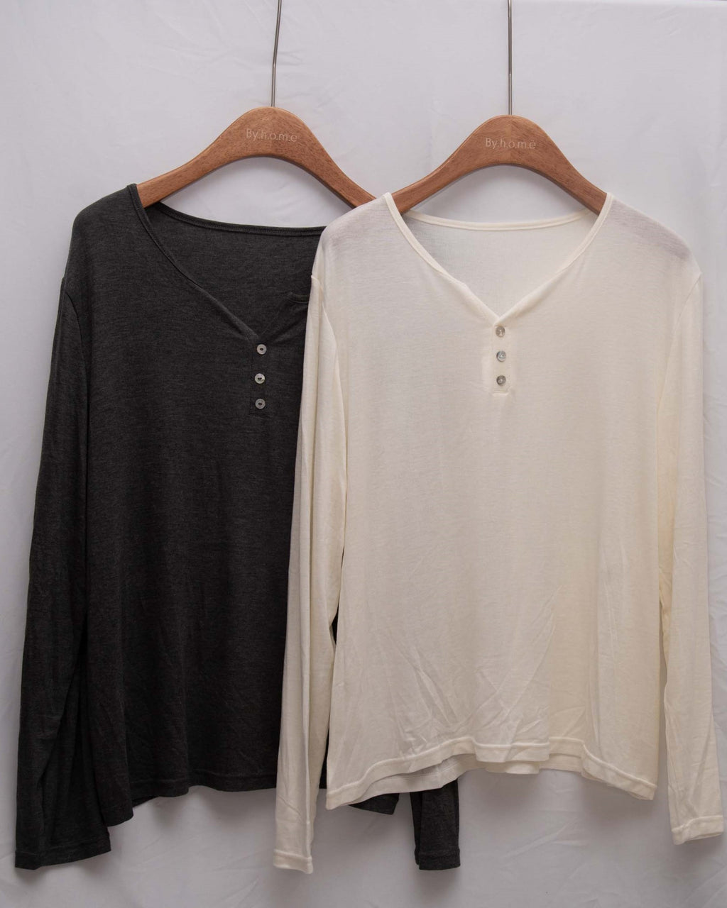 Luxe Wool-Acetate Henley Long-Sleeve T-shirt