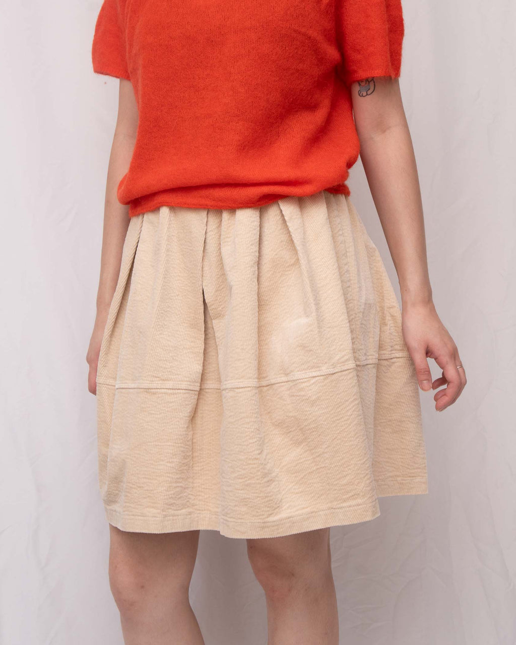 Corduroy Bubble-Hem Mini Skirt 燈芯絨泡泡短裙（有打底褲）