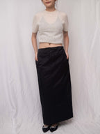 Low Waist Structured Tie-Waist Midi Skirt 抽繩中長裙（背後橡筋腰）