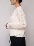 氣質之選～ Crochet-Trim Washi Cotton Twinset 鈎花細節和紙棉紗兩件套