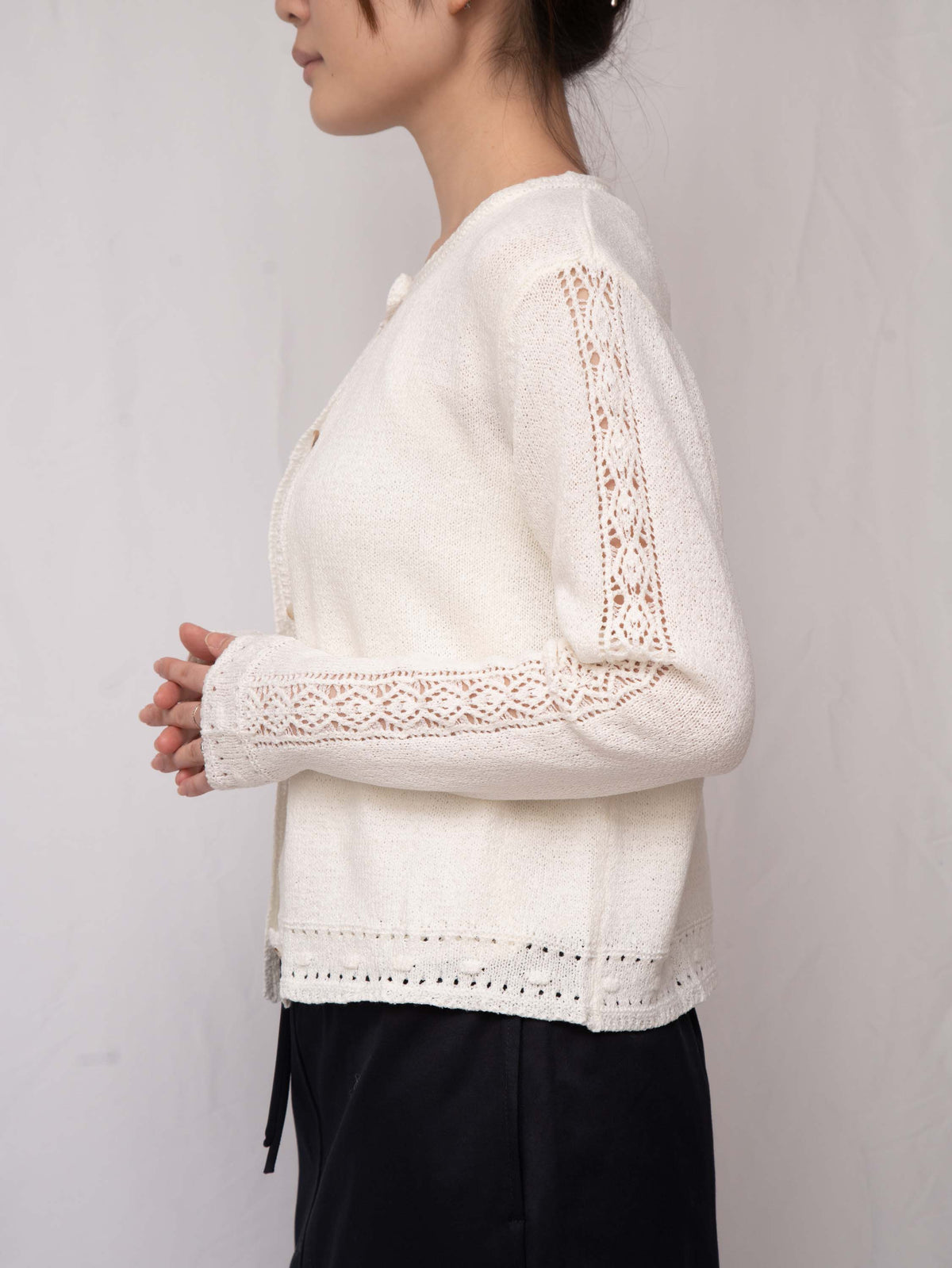 氣質之選～ Crochet-Trim Washi Cotton Twinset 鈎花細節和紙棉紗兩件套