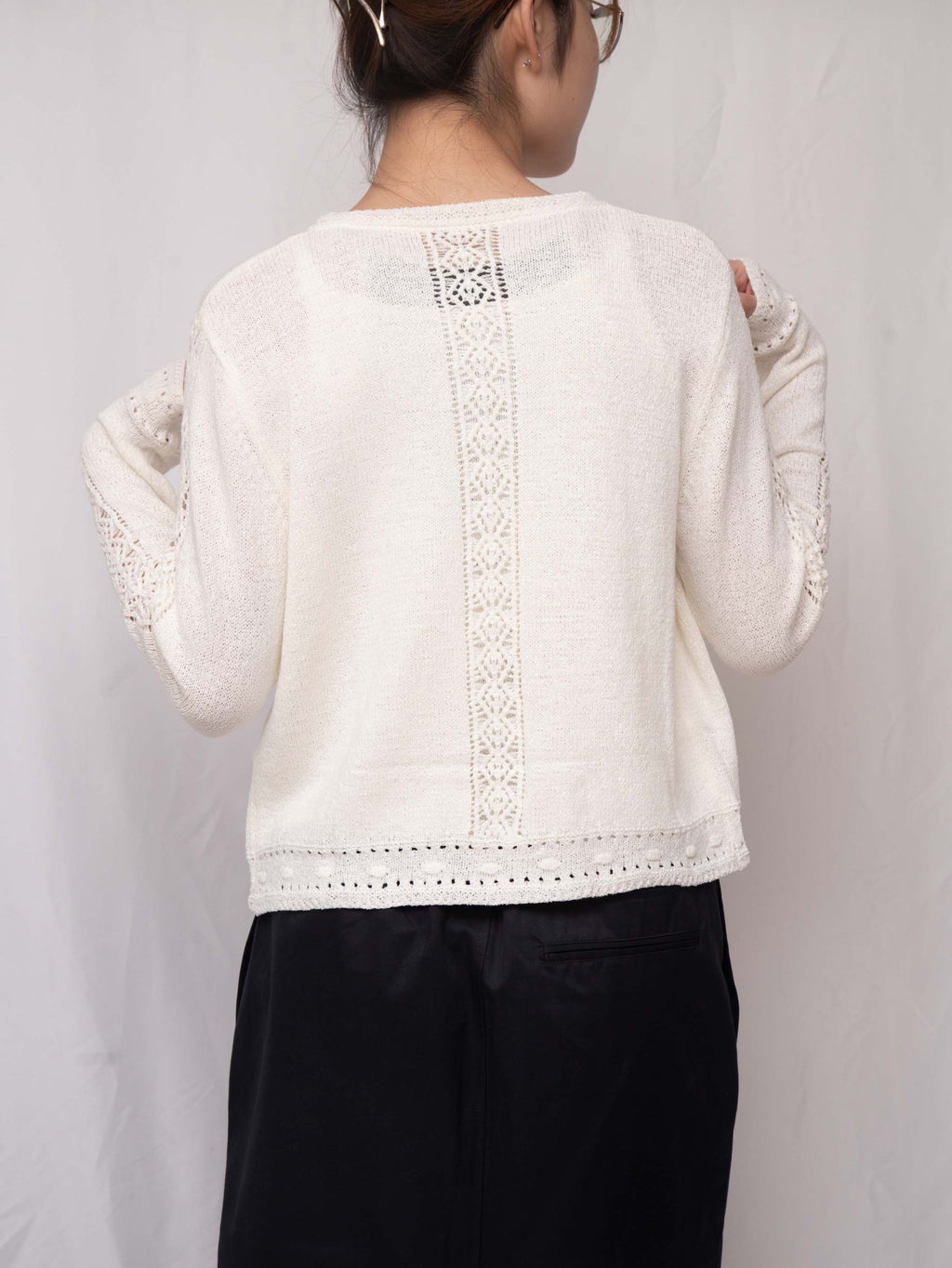 氣質之選～ Crochet-Trim Washi Cotton Twinset 鈎花細節和紙棉紗兩件套