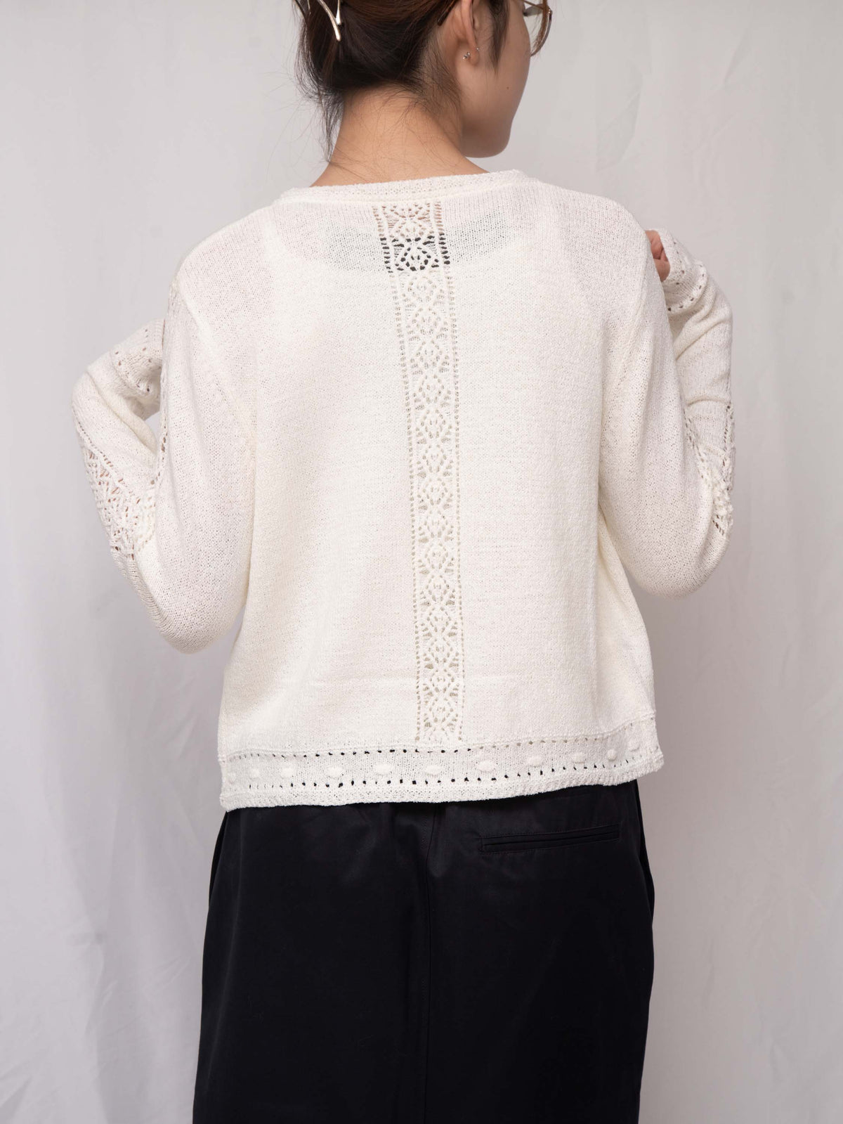 氣質之選～ Crochet-Trim Washi Cotton Twinset 鈎花細節和紙棉紗兩件套