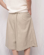Ultra-Soft Vegan Leather Wide-Leg Bermuda Short 蛋白皮五分裙褲