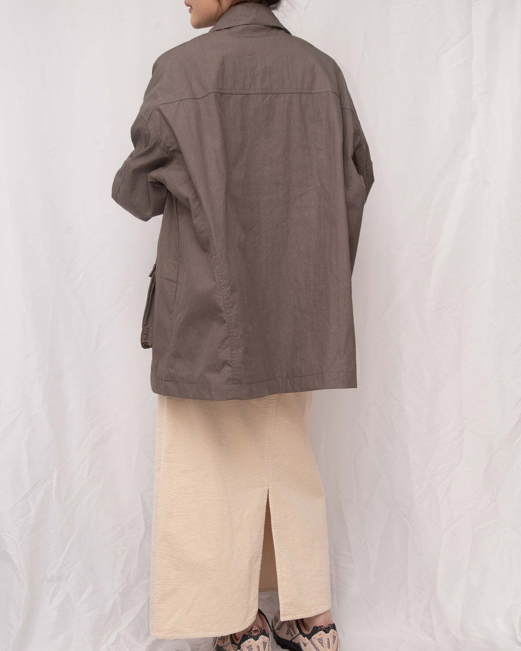 Luxe Stripe-Cuff Utility Lightweight Jacket 中長款工裝外套