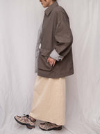 Luxe Stripe-Cuff Utility Lightweight Jacket 中長款工裝外套