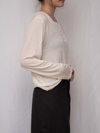 Luxe Wool-Acetate Henley Long-Sleeve T-shirt