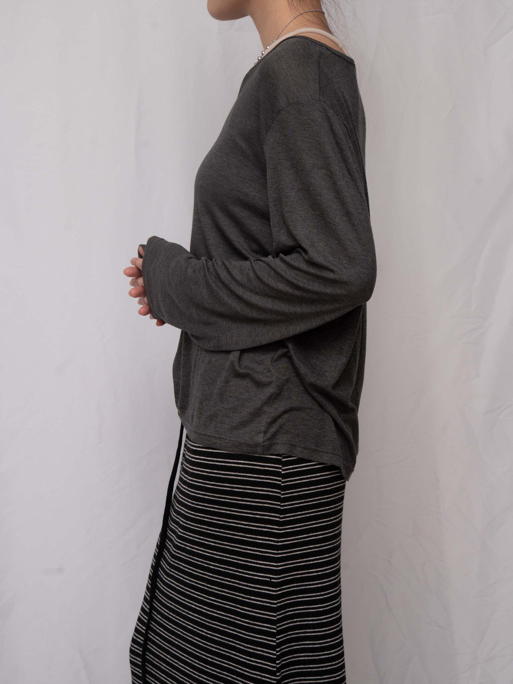 Luxe Wool-Acetate Henley Long-Sleeve T-shirt