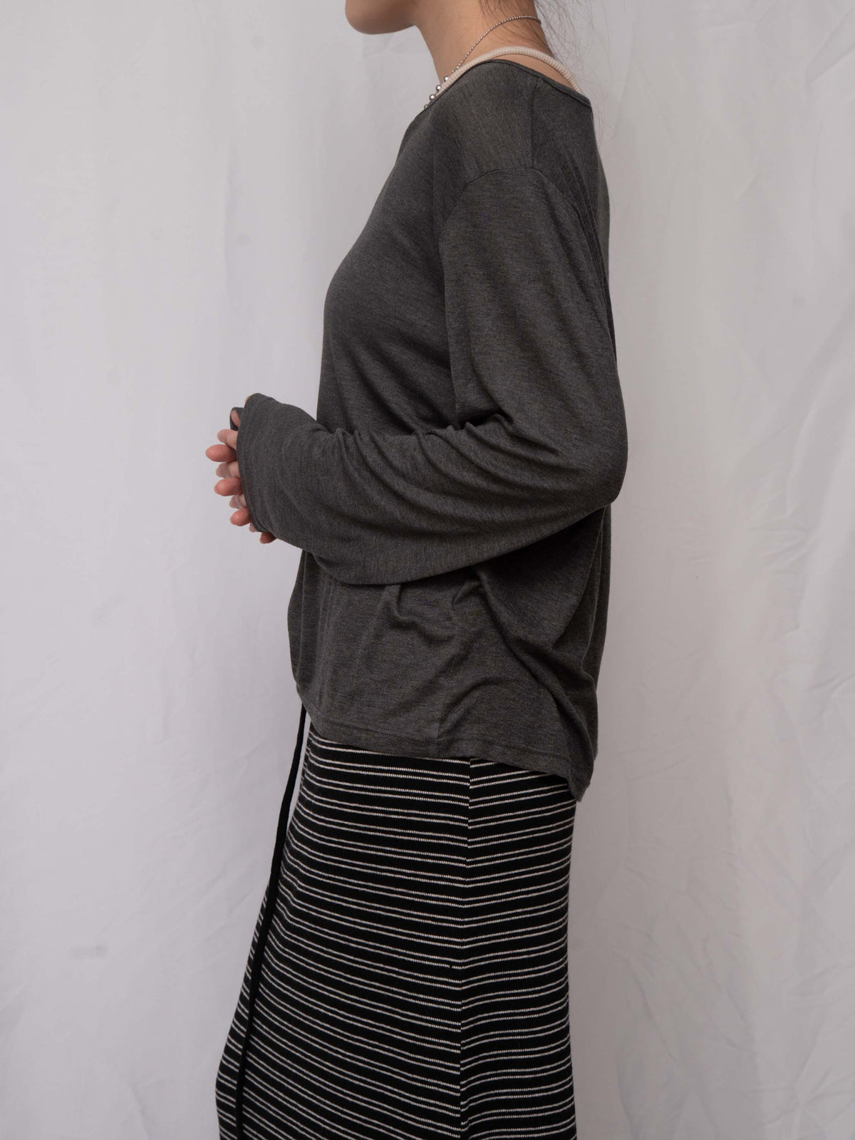 Luxe Wool-Acetate Henley Long-Sleeve T-shirt