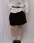 Corduroy Bubble-Hem Mini Skirt 燈芯絨泡泡短裙（有打底褲）