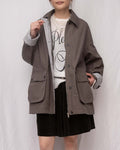 Luxe Stripe-Cuff Utility Lightweight Jacket 輕量拼條紋袖中長款工裝風夾克