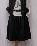 Ultra-Soft Vegan Leather Wide-Leg Bermuda Short 蛋白皮五分裙褲