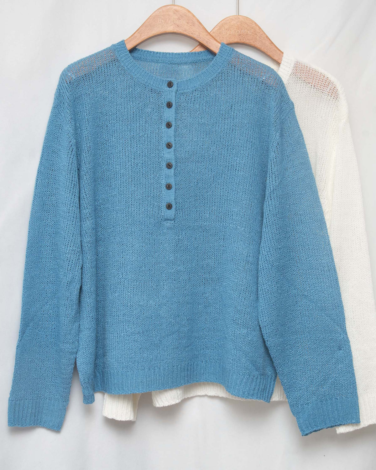 Breeze Slouchy Henley Knit Sweater 復古排扣薄針織衫
