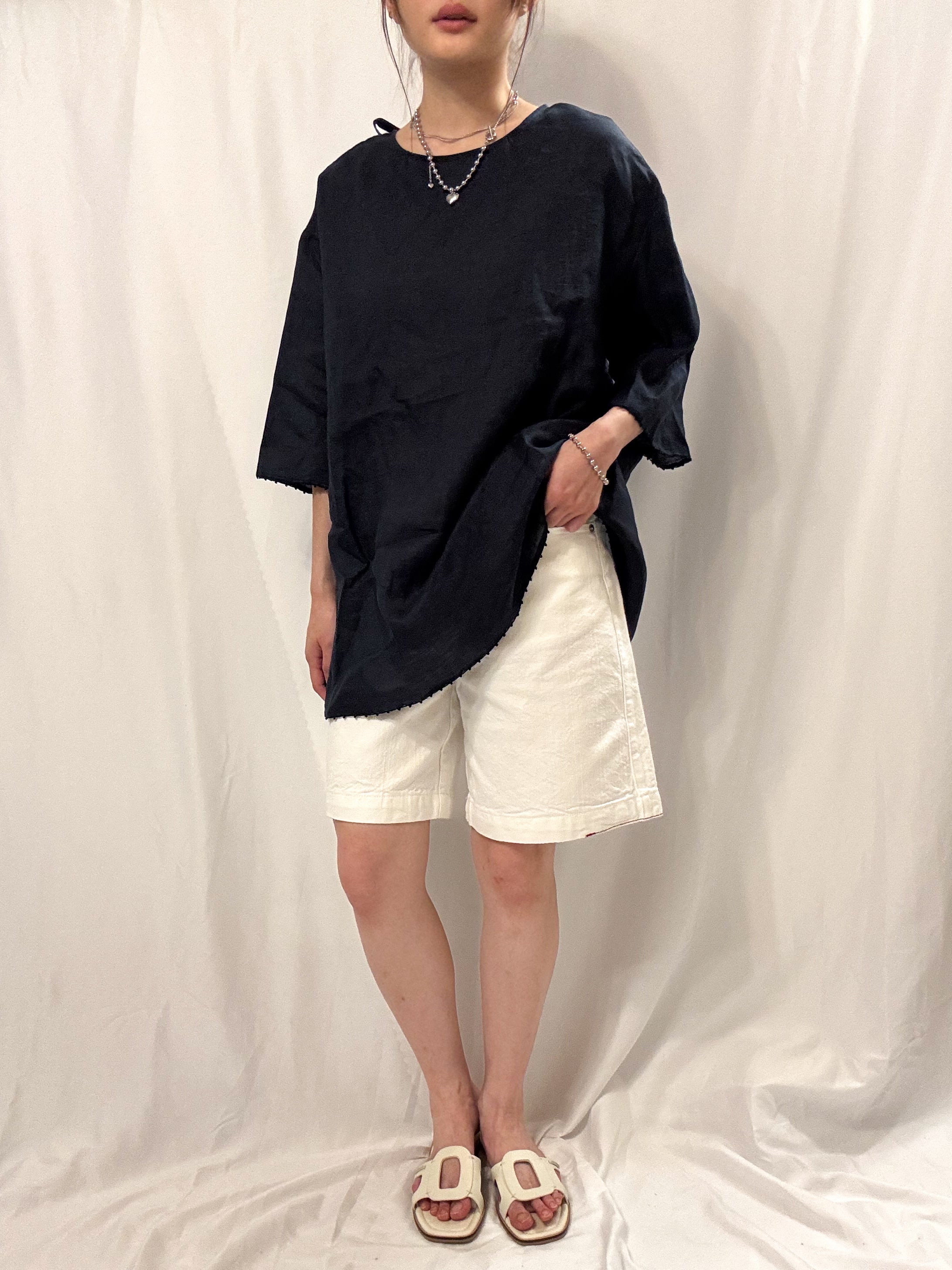 Pristine Contrast-Stitch Denim Shorts 全棉質感滿滿五分牛仔褲