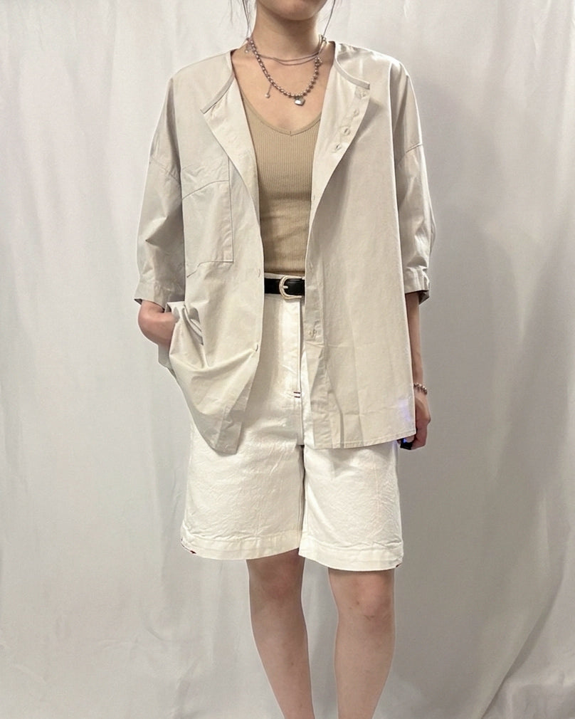 Pristine Contrast-Stitch Denim Shorts 全棉質感滿滿五分牛仔褲