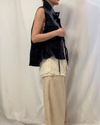 Organic Grain Heavy Linen Vest 亞麻立領工裝背心