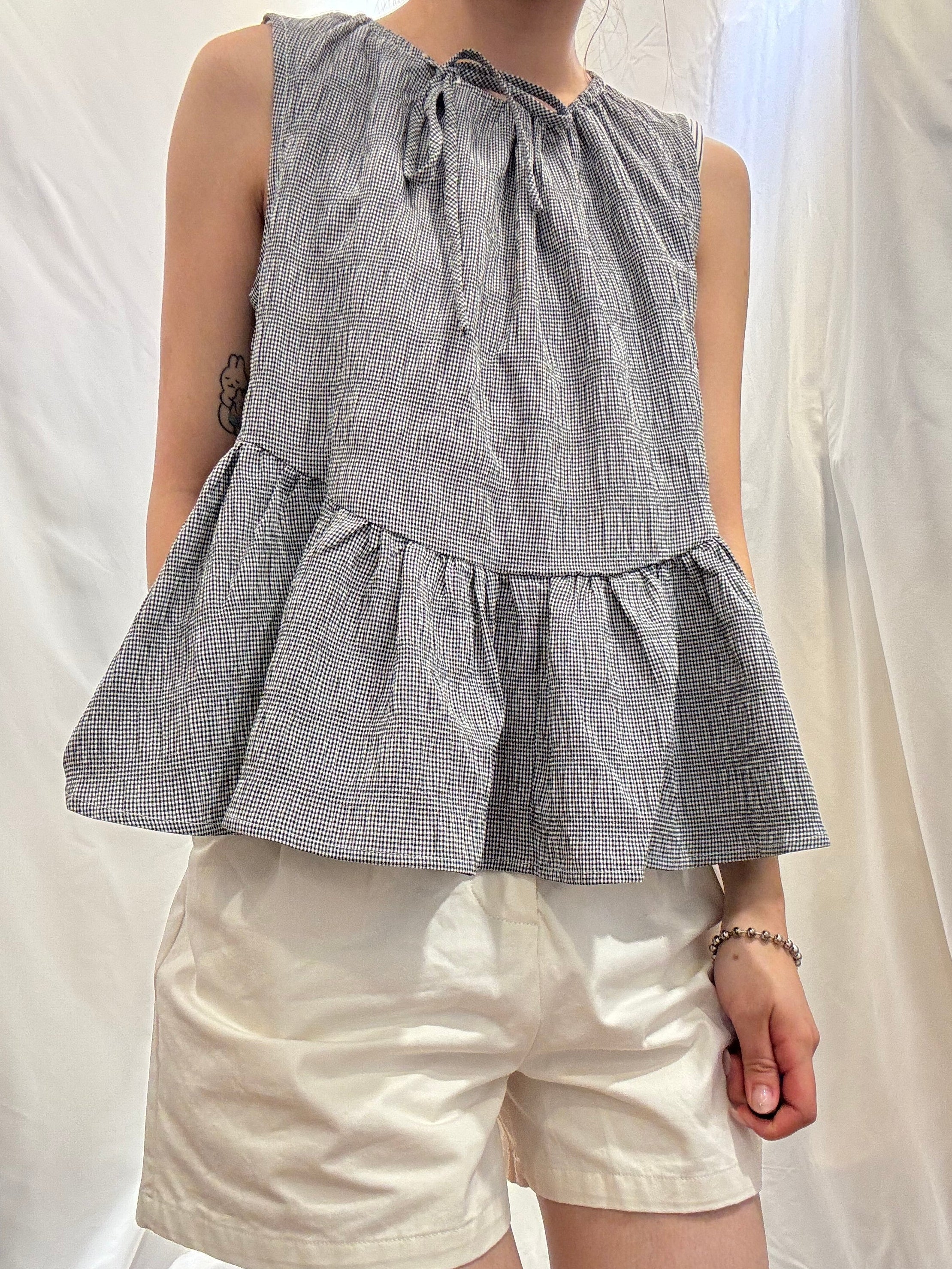 Ironing Free! Peplum Blouse 格仔皺皺布背心
