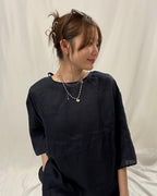Tie-Back Linen Boxy Tee 亞麻長版中䄂TOP