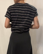 Petit Motif Striped Cotton Tee 棉麻間條狗狗tee