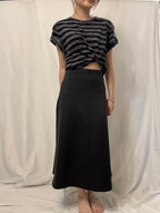 Petit Motif Striped Cotton Tee 棉麻間條狗狗tee