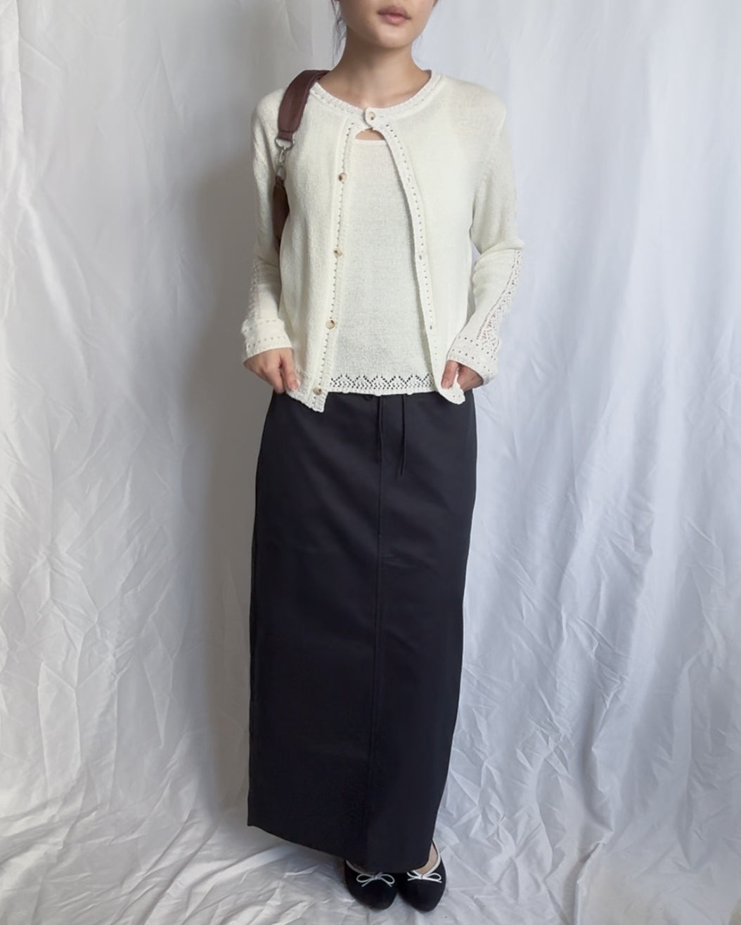 氣質之選～ Crochet-Trim Washi Cotton Twinset 鈎花細節和紙棉紗兩件套