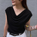 超柔軟～Second-Skin Draped Scoop-Neck Sleeveless Top