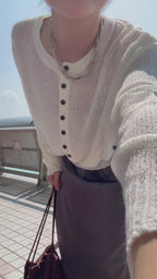Breeze Slouchy Henley Knit Sweater 復古排扣薄針織衫