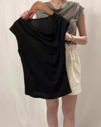 超柔軟～Second-Skin Draped Scoop-Neck Sleeveless Top